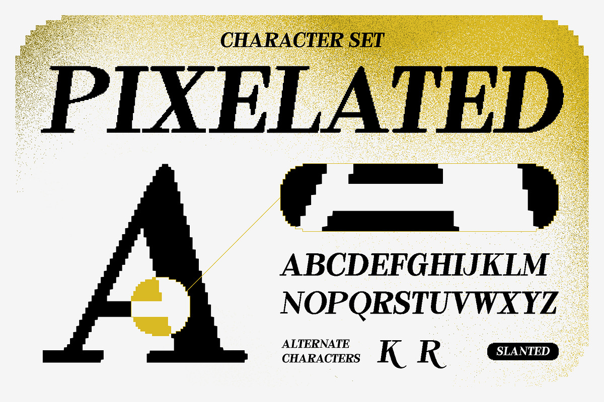 Reaktona - Pixel Slanted Serif Font, a Serif Font by Drizy (Photo 3 of 10)