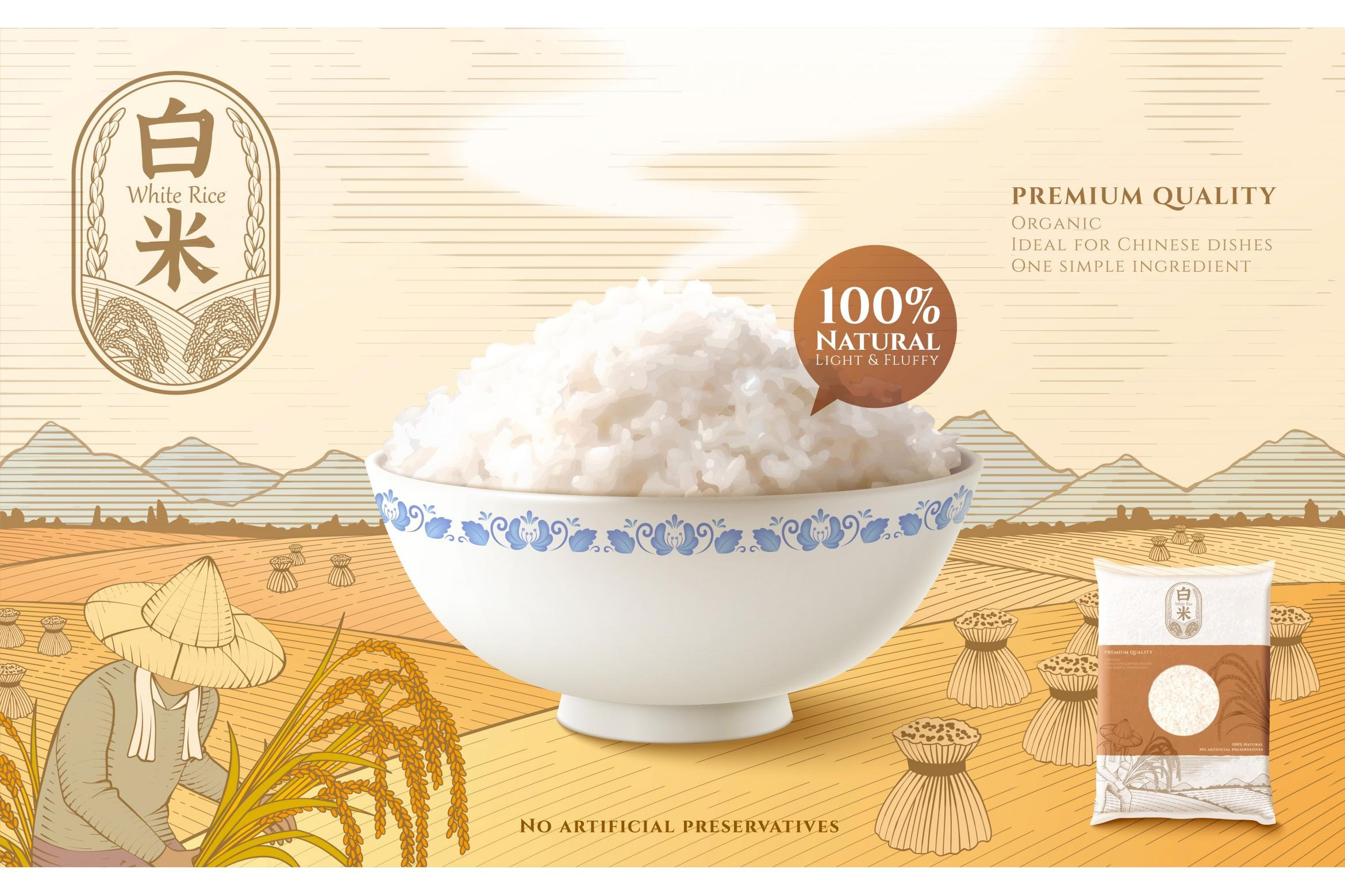 Template of rice product ad, a Flyer Template by TotallypicRF