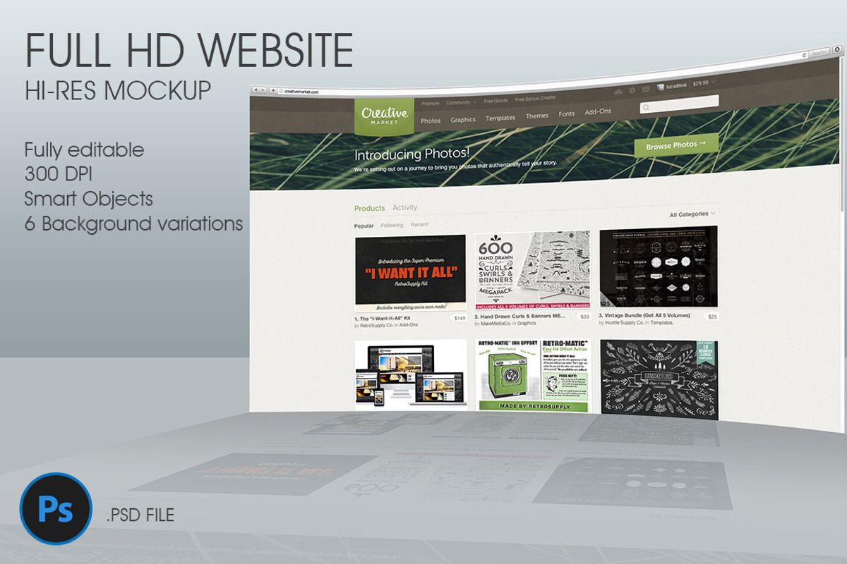 FullHD Website 3D mockup, a Mockup by 8Link (Photo 1 of 2)