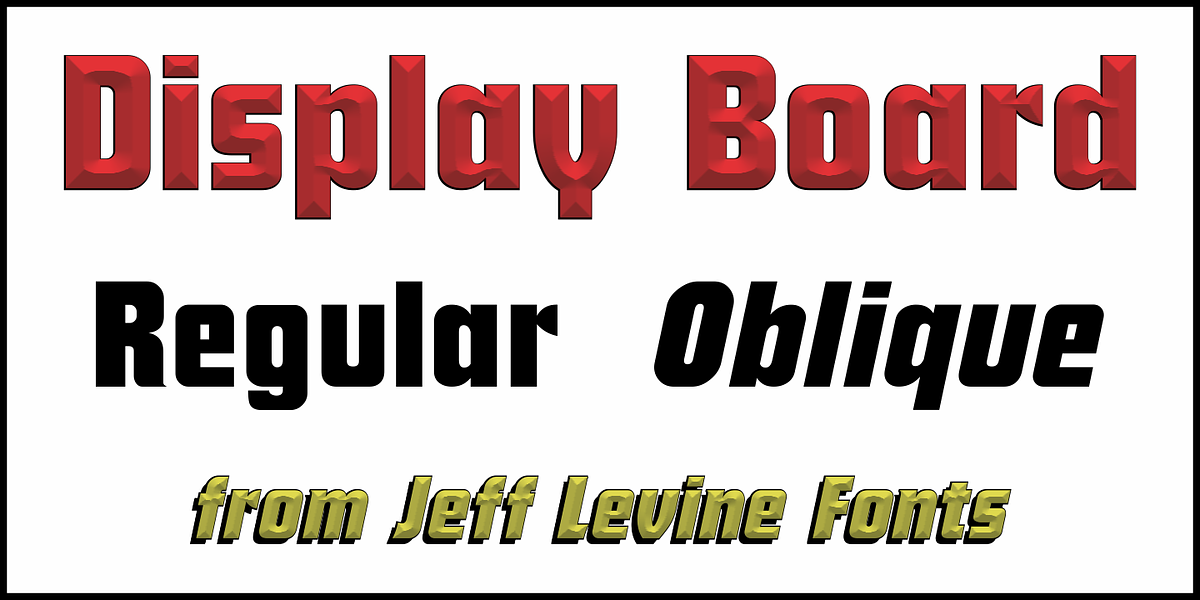 Display Board JNL, a Sans Serif Font by Jeff Levine Fonts (Photo 1 of 5)