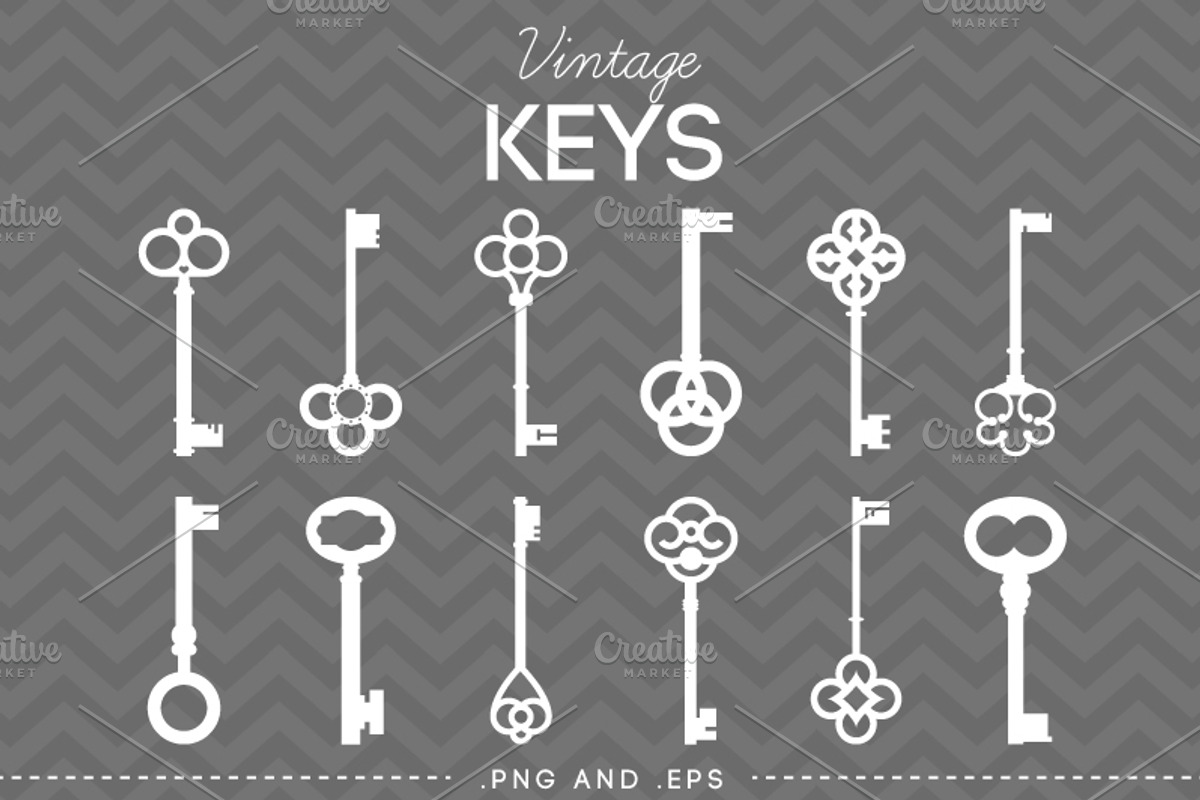 12 Vintage Skeleton Keys, an Illustration by AzmariDigitals (Photo 1 of 2)