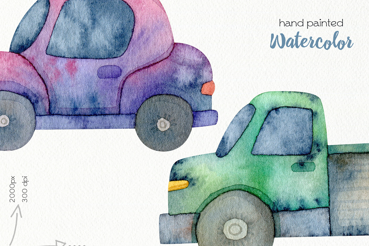 Watercolor Transport. City Streets., an Education Illustration by OllyKo Art (Photo 7 of 10)