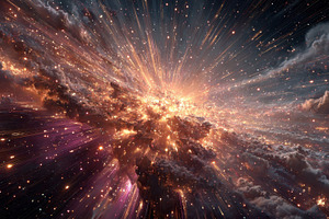 Cosmic explosion bright lights stell, an Abstract Photo by Pixeness Studio