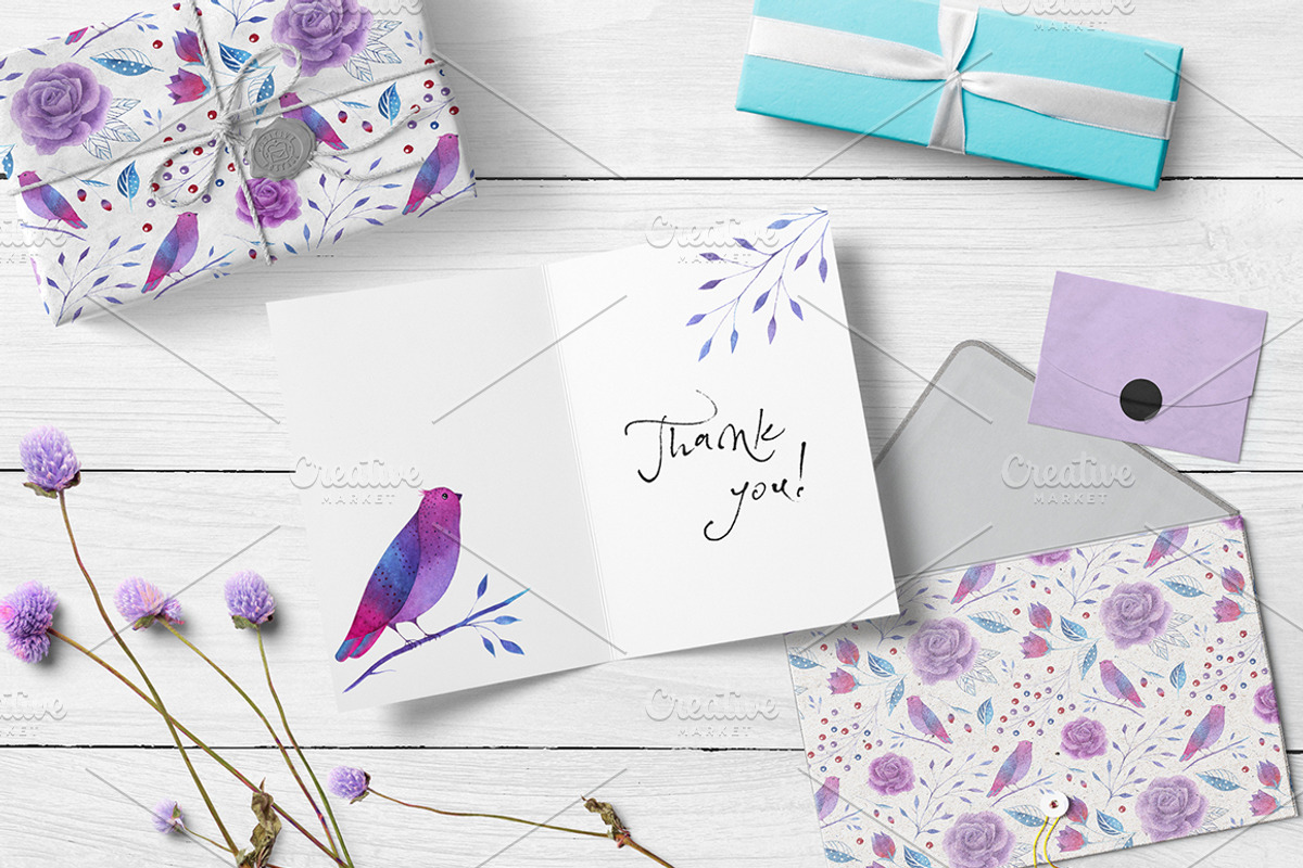 Watercolor violet collection, a Texture Illustration by katerina_korf (Photo 4 of 4)