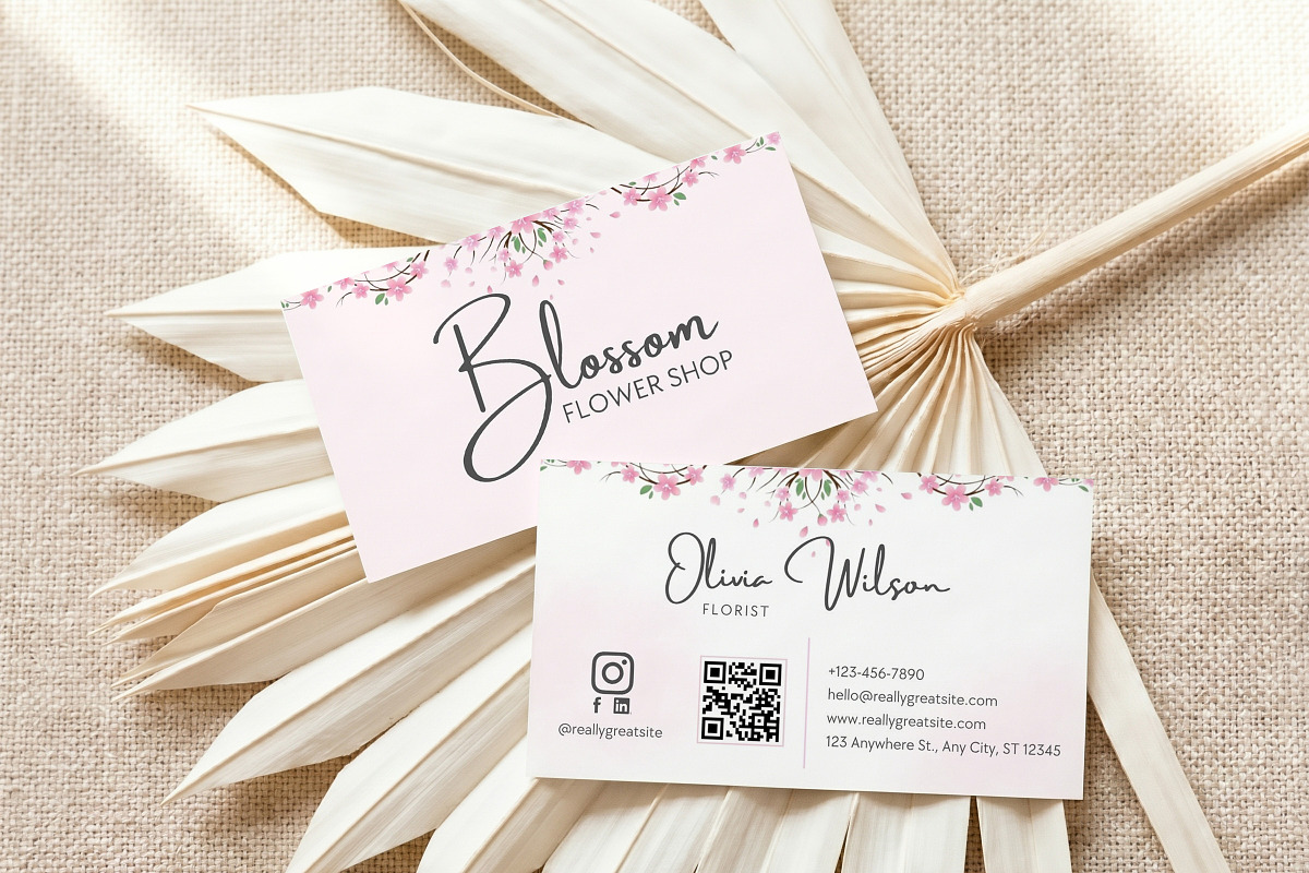 Floral Business Card Canva Template, a Business Card Template by Arslan (Photo 1 of 6)