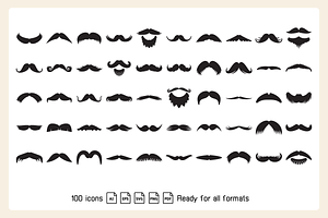 Set Of Moustache Icons Illustration