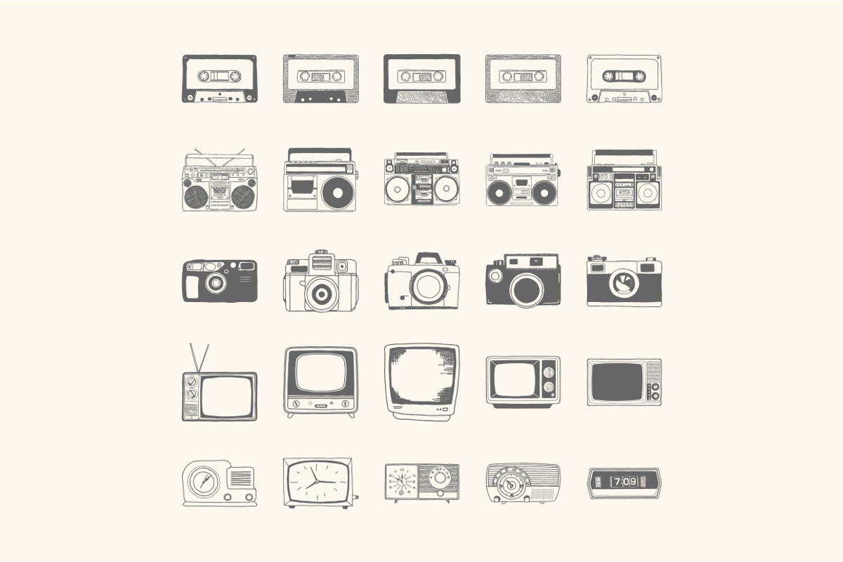 50 hand drawn vector vintage gadgets, an Education Illustration by Storyteller Imagery (Photo 3 of 5)