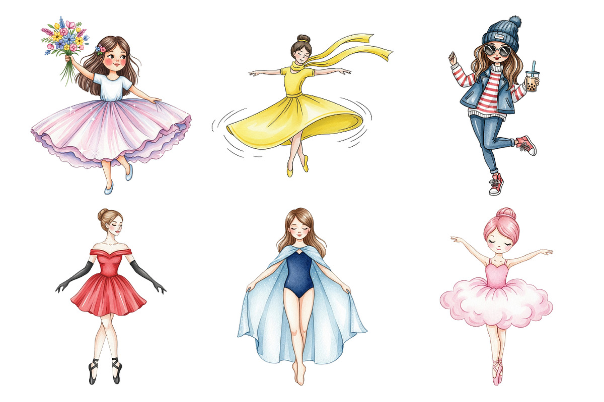 Dancer Fashion Girl Clipart, an Illustration by Daily.Designs (Photo 3 of 5)