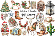 Watercolor Western Christmas Clipart, an Illustration by Creative Art (Thumbnail 1 of 10)