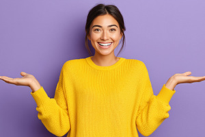 Smiling young woman in a yellow, a Person Photo by MistyDay