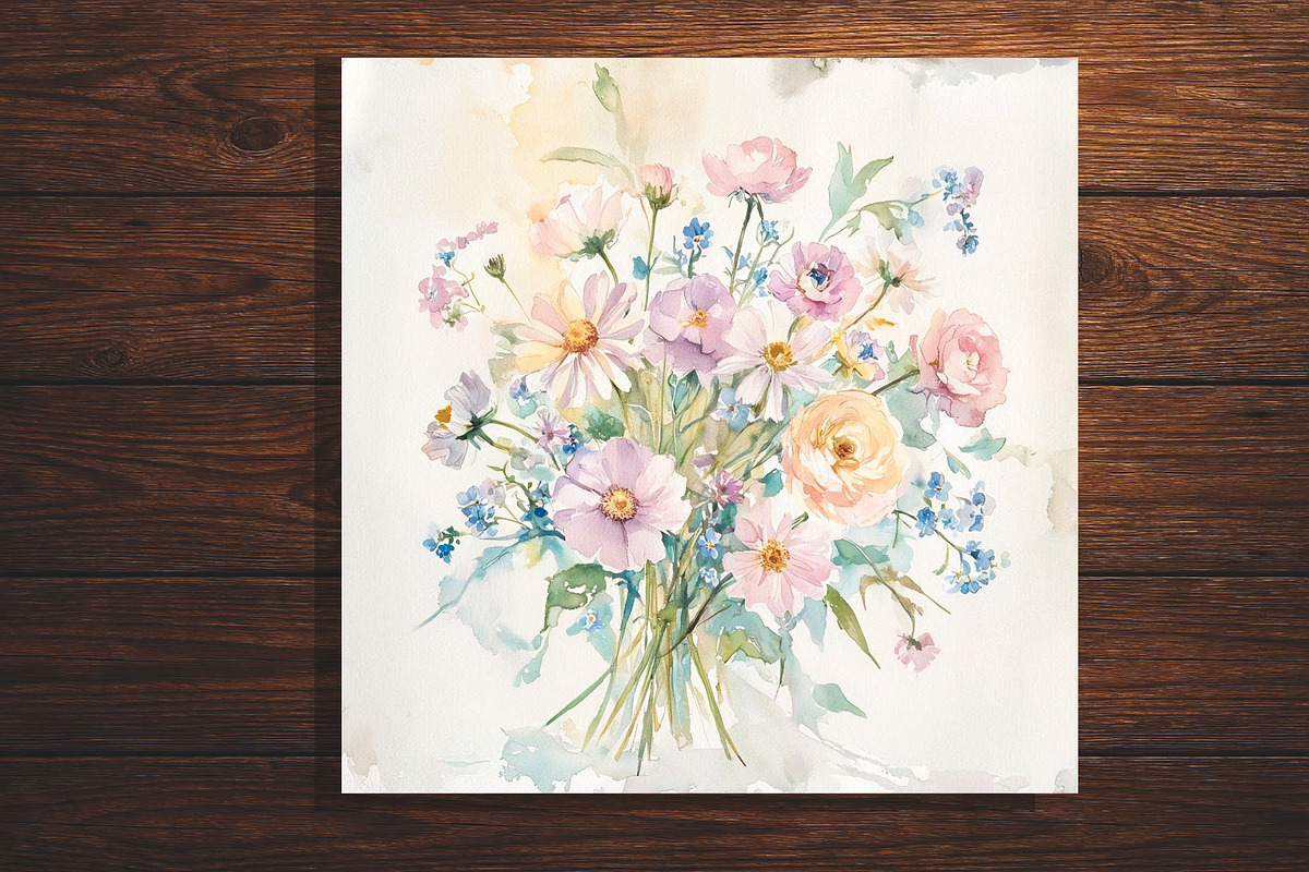 Watercolor Floral Bouquet Illustrat, an Illustration by Lesia.kabakova (Photo 4 of 4)