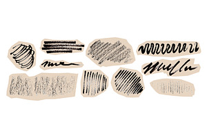 Black crayon scribbles set isolated, an Illustration by art PVP - market