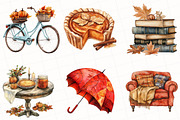 Watercolor Autumn Enchantment Clipar, an Illustration by OK Design (Thumbnail 2 of 5)