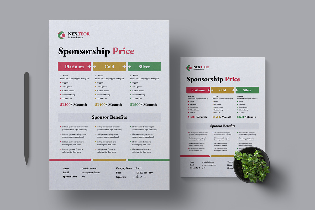 Sponsorship Price Design Template, a Stationery Template by MightyDesign (Photo 1 of 7)