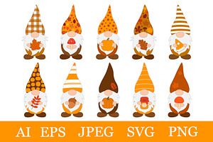 Fall Gnomes. Thanksgiving Gnomes SVG