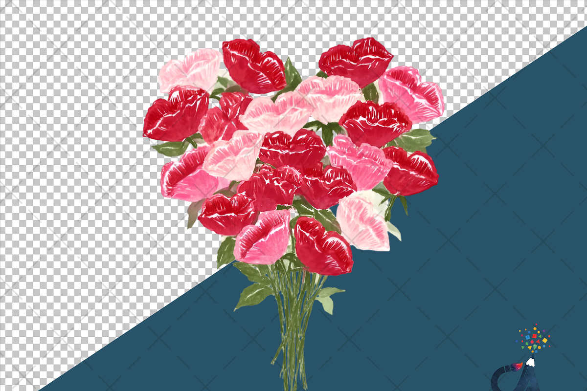 Watercolor Valentines Roses Clipart, an Illustration by Creative Art (Photo 6 of 6)