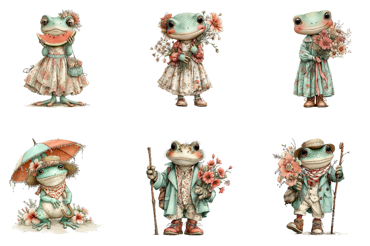 Whimsical Summer Frog Clipart, an Illustration by CreationArt (Photo 6 of 7)