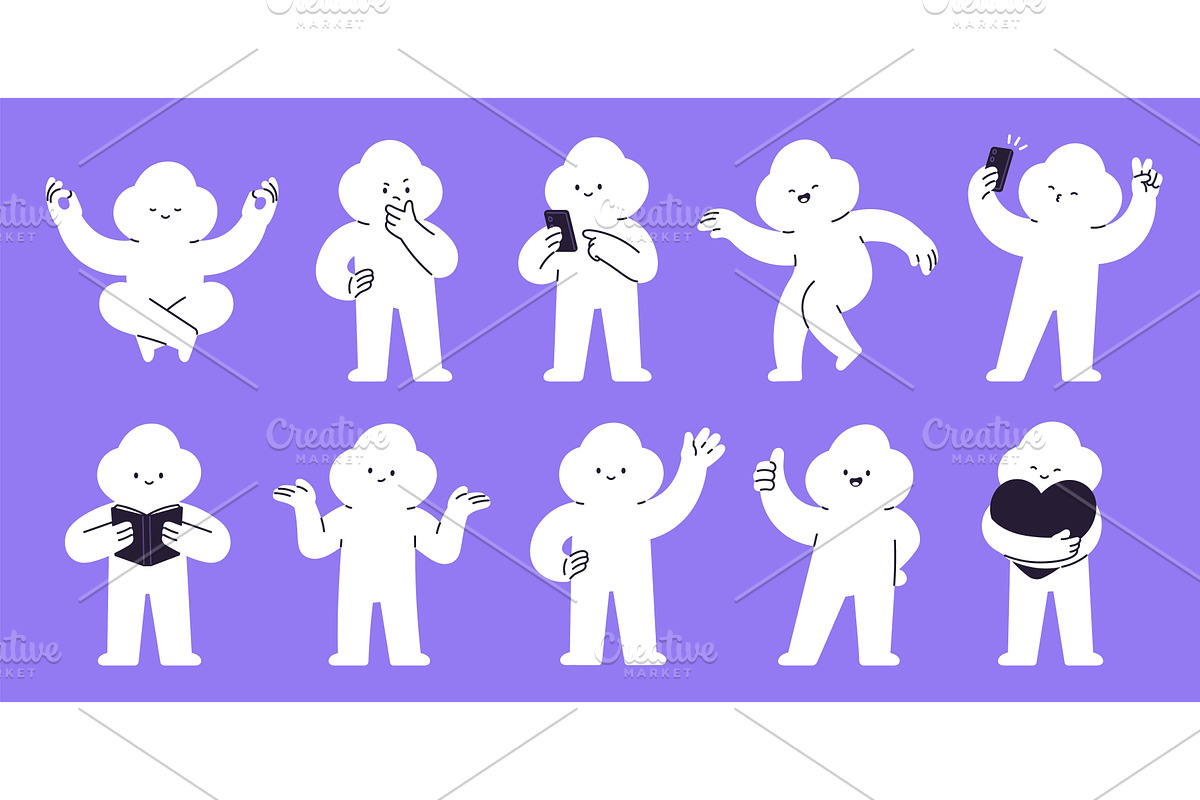 Cloud characters. Thoughtful, an Illustration by LadadikArt