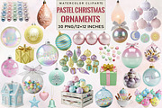 Pastel Christmas Ornaments Art Bundl, an Illustration by SVGArt (Thumbnail 1 of 8)