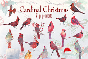 Cardinal Christmas Watercolor