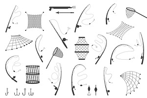 Black fishing tools. Fishing rods, a Sport Illustration by Valerie Bodnar