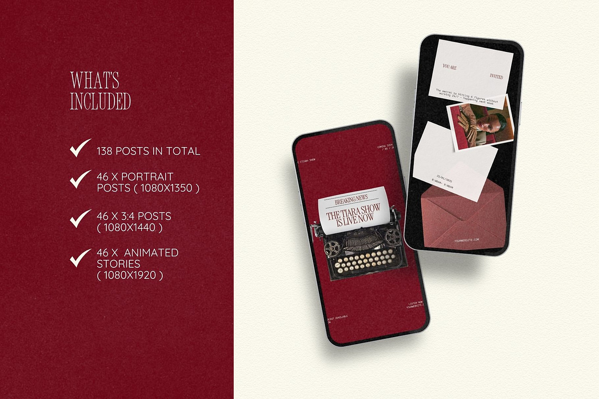 Burgundy Instagram Template, a Social Media Template by Row Creative (Photo 2 of 10)
