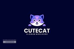 Cute Cat Gradient Colorful Logo, a Branding & Logo Template by ivan_artnivora