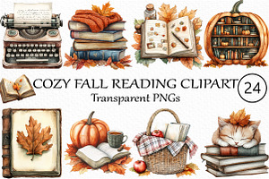 Cozy Fall Reading Clipart, an Illustration by Craft Nest