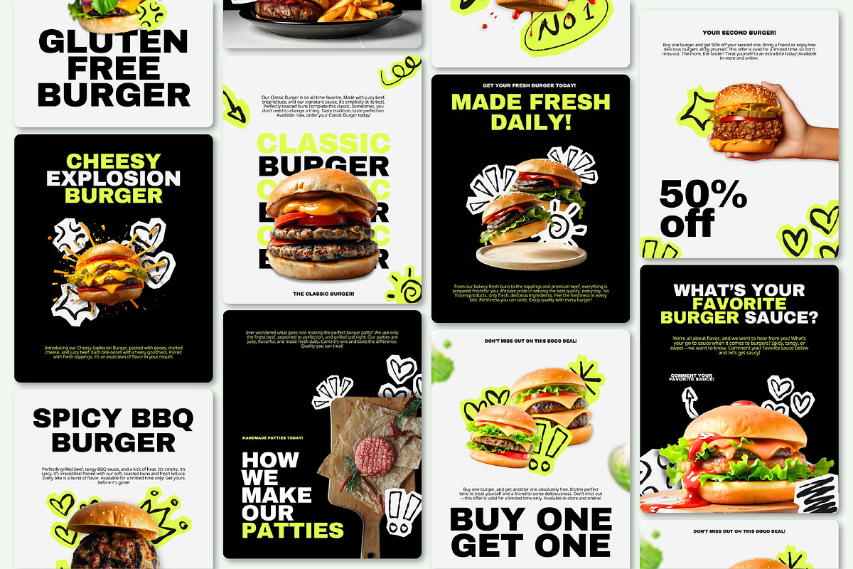 Canva Fast Food & Burger Brand Kit, a Design Template by SecondBrain Store (Photo 3 of 10)
