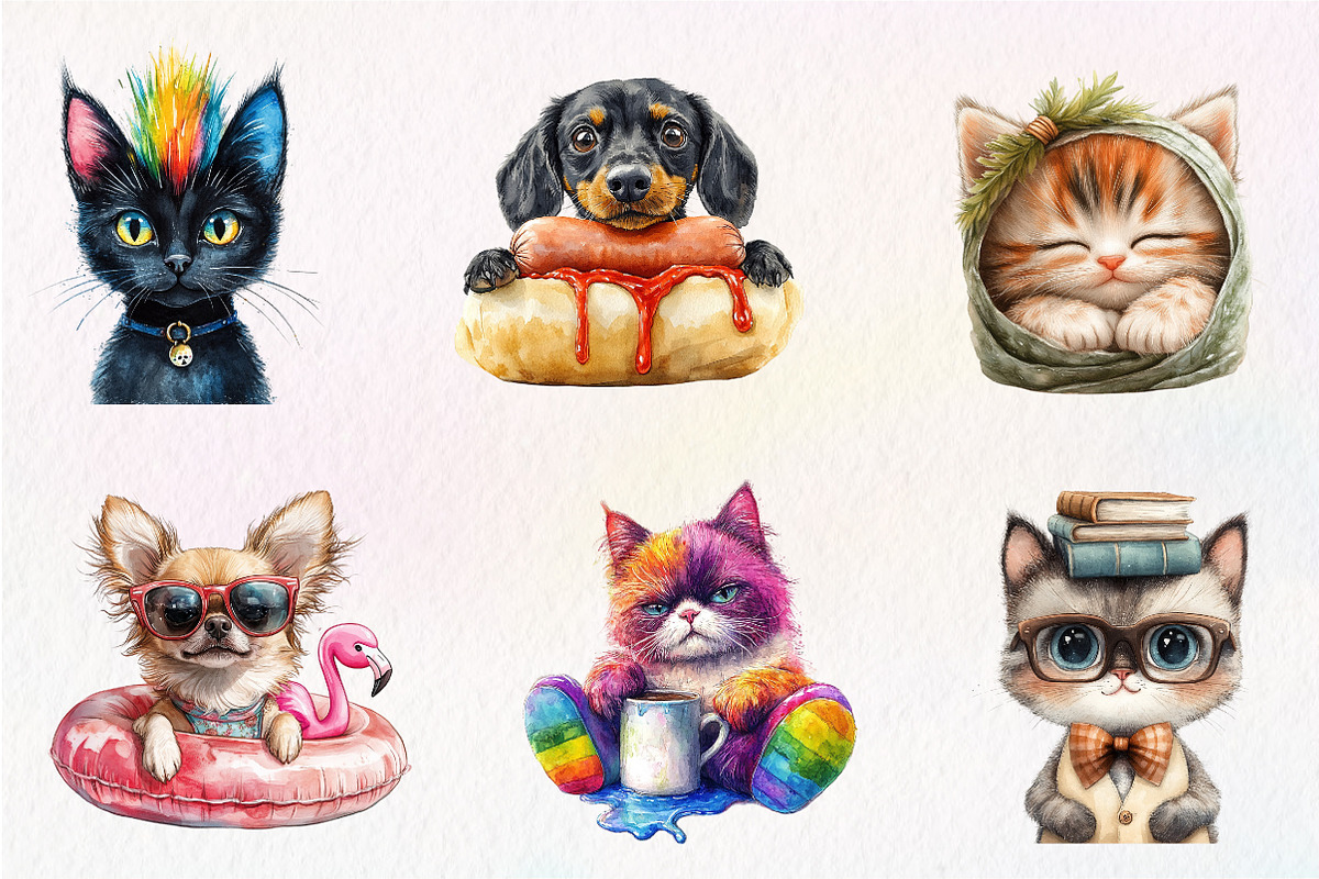 Quirky Dog and Cat Clipart, an Illustration by CreationArt (Photo 4 of 6)