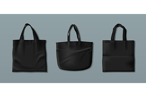 Black tote bag mockups set isolated, an Object Illustration by art PVP - market