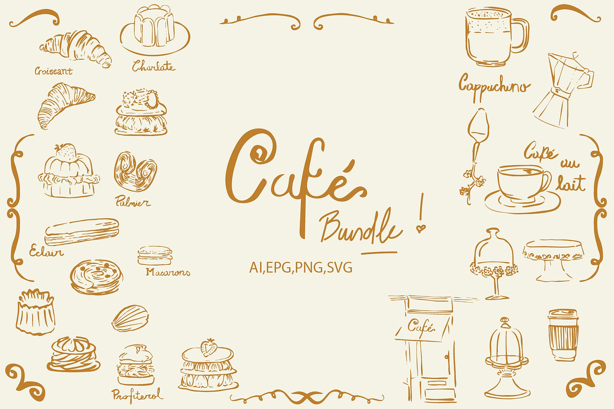 French coffee shop clipart, an Object Graphic by MayBay Studio (Photo 1 of 4)