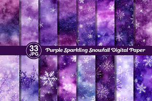 Purple Sparkling Snowfall Paper, a Texture Graphic by Dream Creation