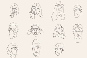 Hand Sketched Faces Vector