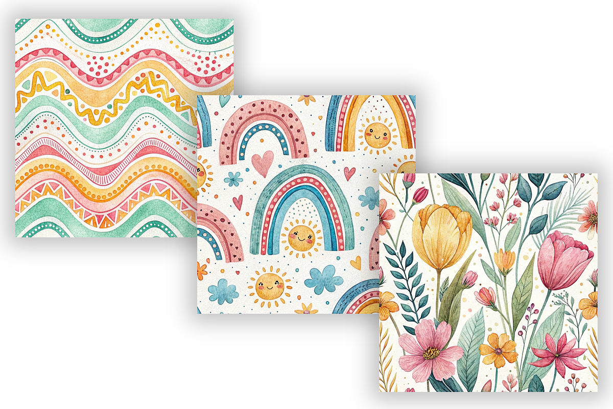 Whimsy Bright Digital Paper Pack, a Pattern Graphic by FloridPrintables (Photo 4 of 8)