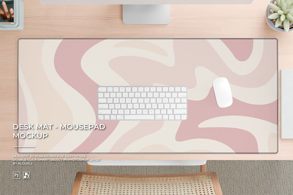 Deskmat - Mousepad Mockup, an Advertising Mockup by Alolieli Studio (Photo 5 of 5)