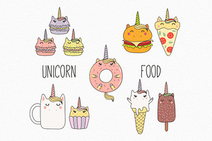 Kawaii Unicorn Food Vector Art