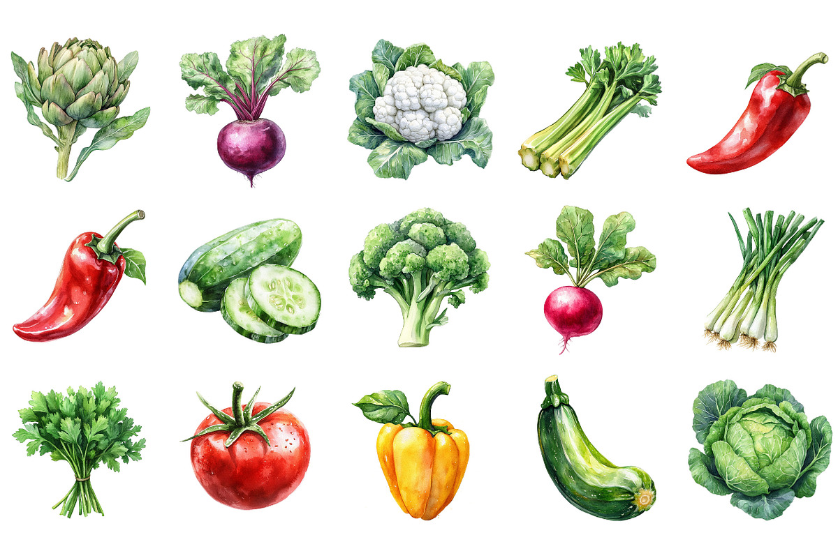 Watercolor Vegetable PNG Bundle, an Illustration by Designking (Photo 2 of 5)
