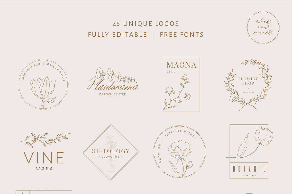 Vol. 2 Botanical hand - drawn logos preview 3