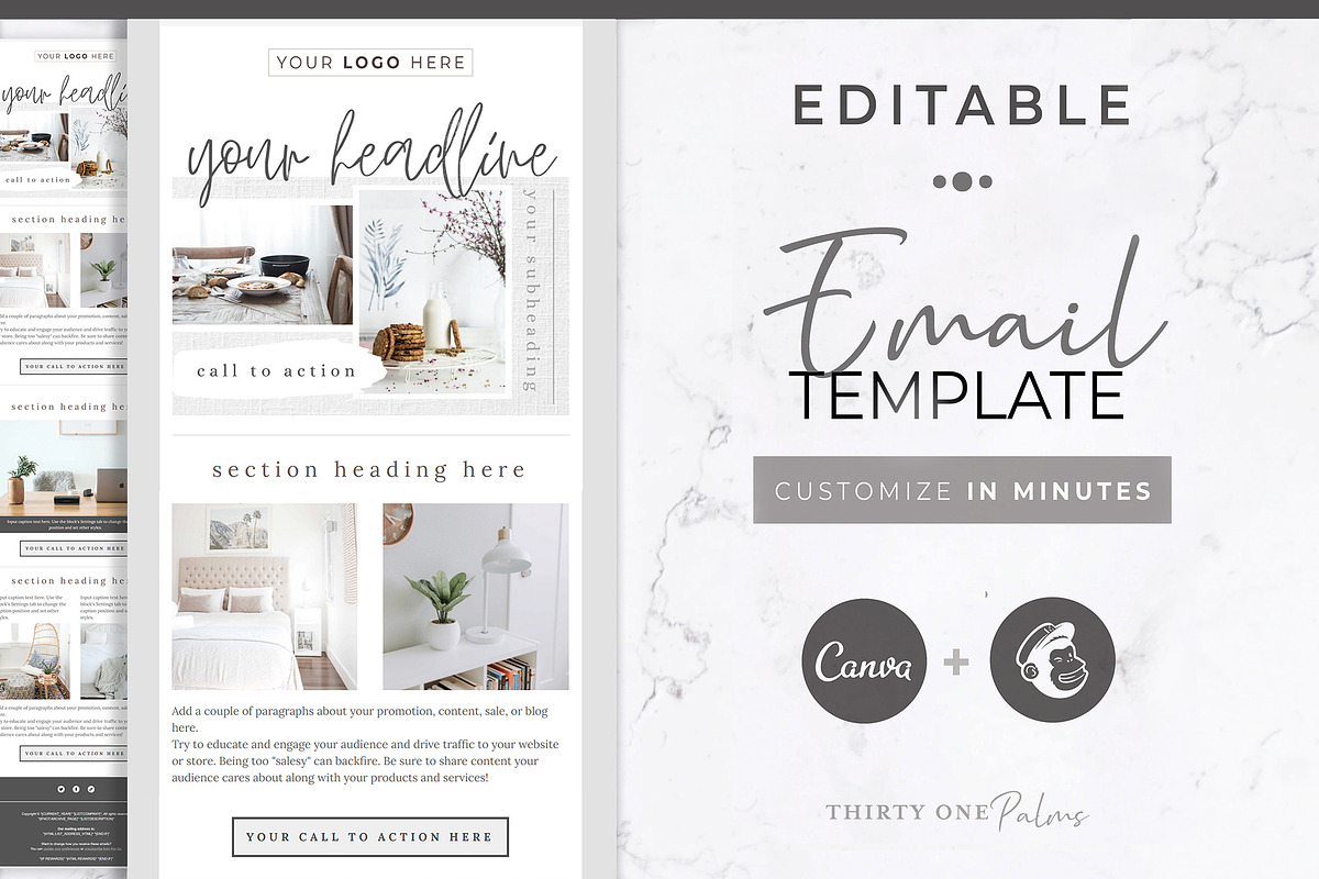 Canva & Mailchimp Template | Linen, an Email Template by Thirty One Palms Studio (Photo 1 of 7)