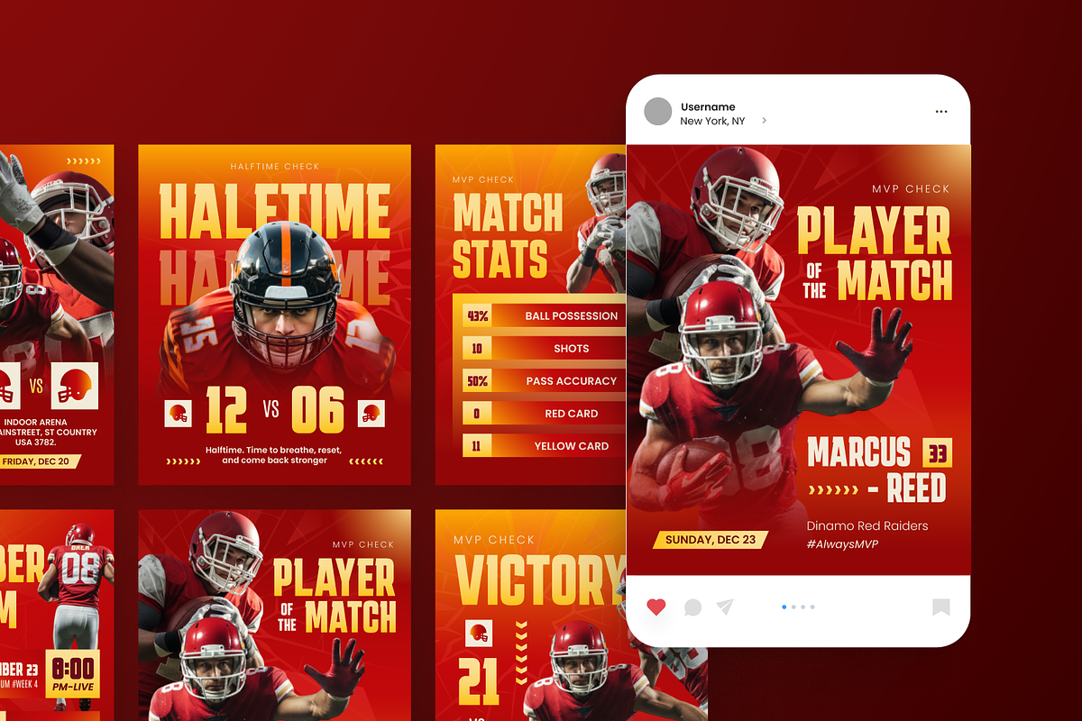 American Football Instagram Post, a Social Media Template by Annora Studio (Photo 3 of 6)