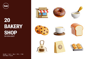 Bakery Shop 3D Icon Set, a Food & Drink 3D Model by SLAB! Design