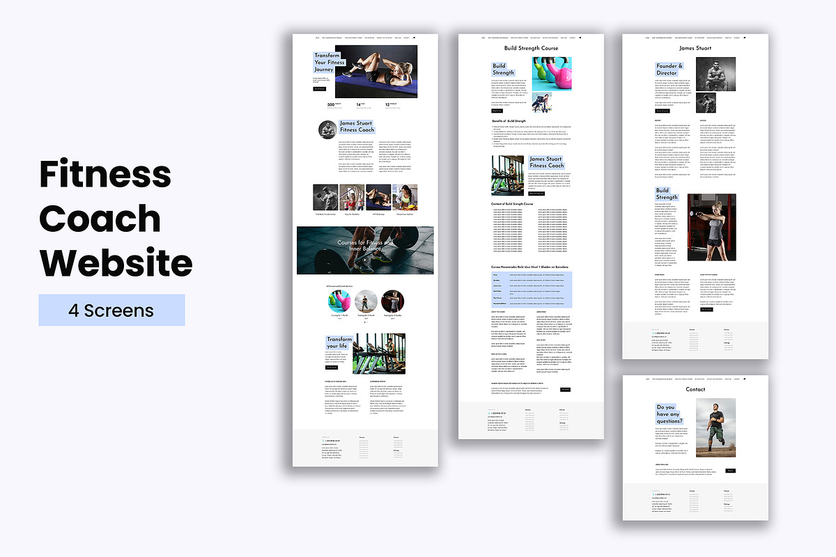 Fitness Coach Site & Workout Website, an UI Kit Template by nagaredesignstudio