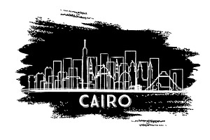 Cairo Egypt City Skyline Silhouette.