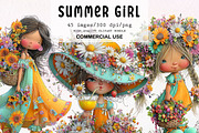 Whimsical Summer Girl Clipart, a Seasonal Illustration by fashionaddict (Thumbnail 1 of 7)