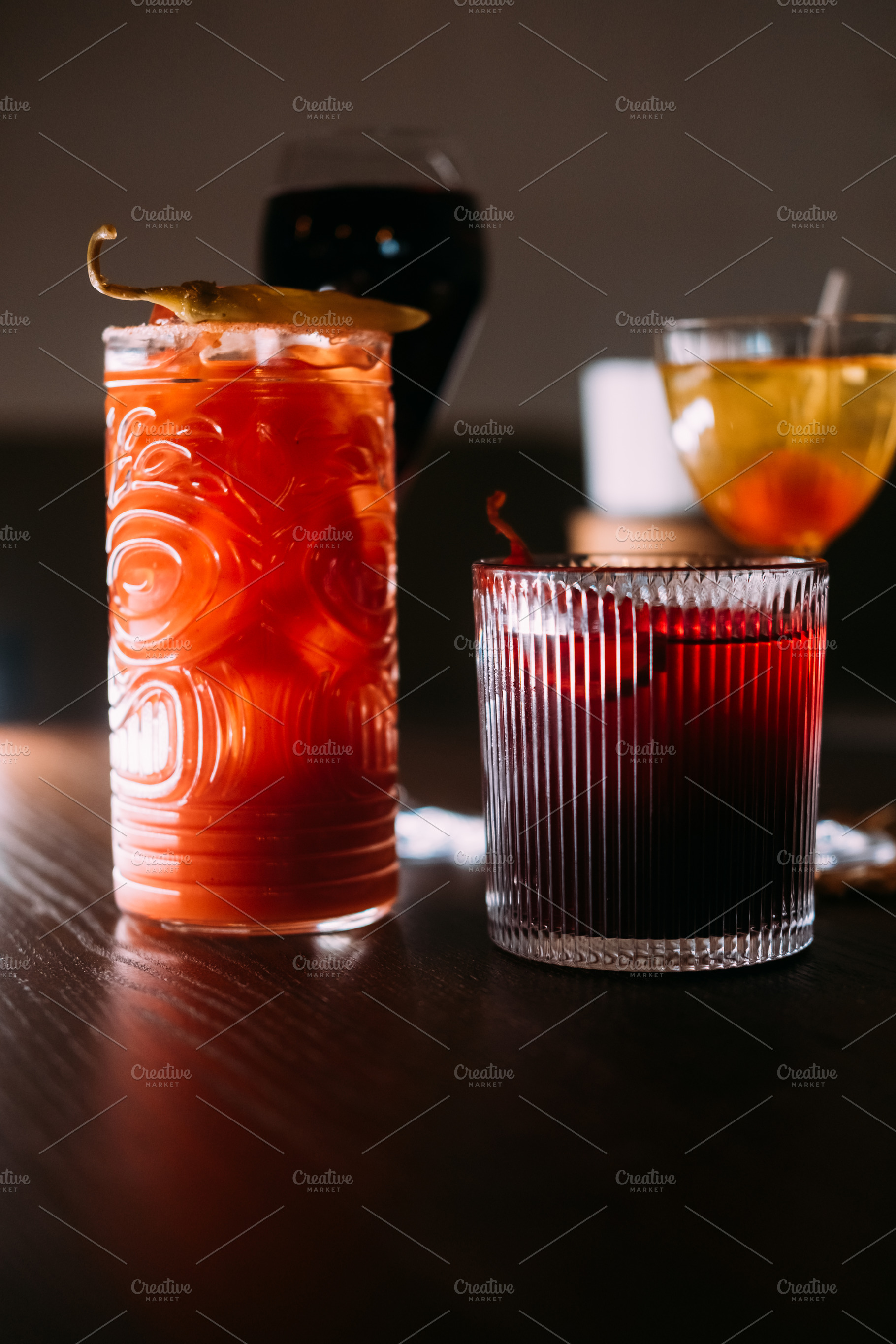 Cocktail set alcoholic drink glass assortment pub, a Food & Drink Photo by Photo Drive Studio