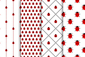 Seamless patterns with ladybugs