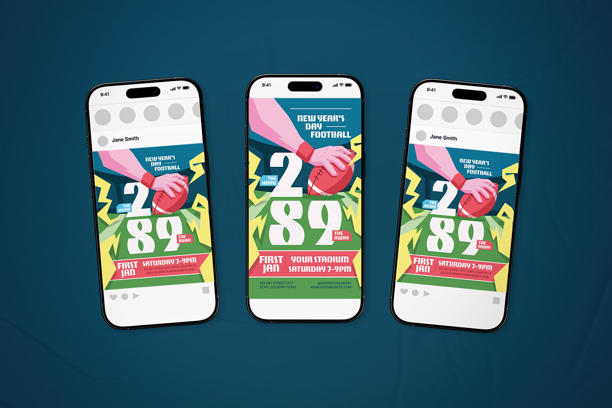 New Year's Day Football Flyer Set, a Flyer Template by The Good Store (Photo 2 of 2)