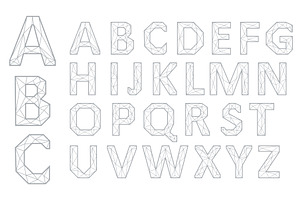 Alphabet Set. Gray letters on white, an Object Illustration by RODINA