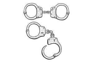 Handcuffs Hand drawn